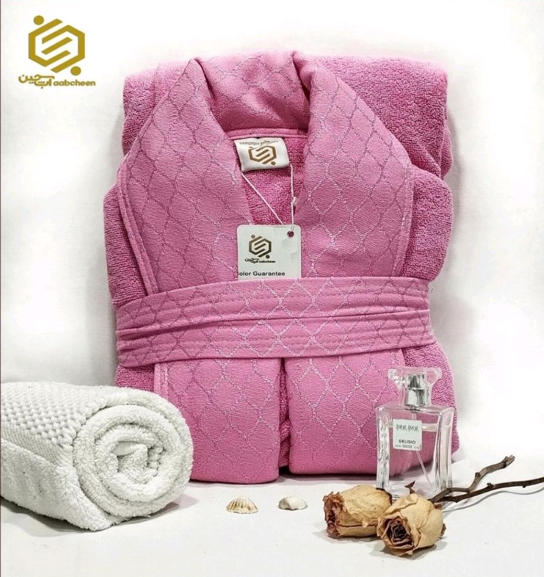 حوله پالتویی آبچین، مدل الماس، طرح لاله، رنگ صورتی روشن