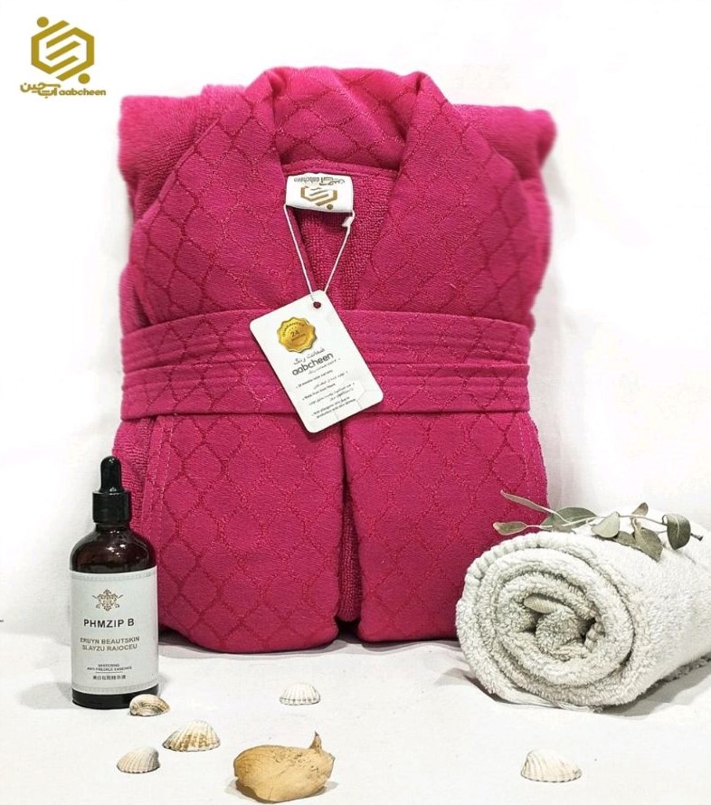 حوله پالتویی آبچین، مدل الماس، طرح لاله، رنگ سرخابی